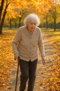 verwirrte seniorin im park